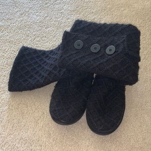 Black Quilted Neutral Button Up Tall Ugg Boots